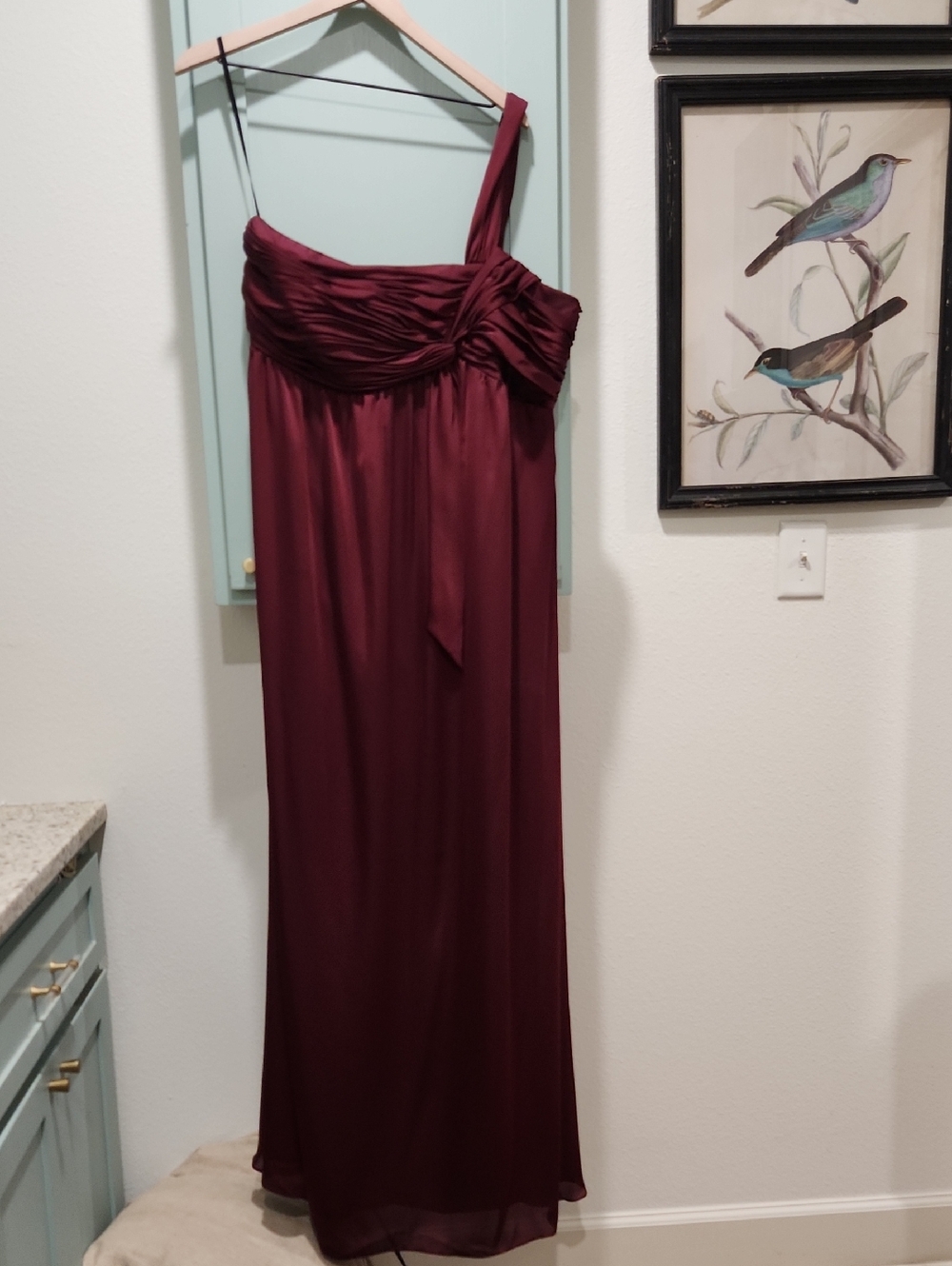 One-Shoulder Evening Gown in Burgundy - Unbranded